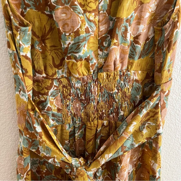 Faithfull the Brand Venere Junie Floral 100% Linen Midi Dress size 6 - Picture 7 of 10